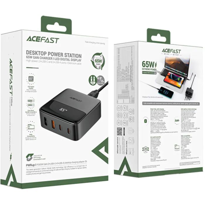 Зарядное устройство Acefast 4xUSB 65W (2xUSB-C + 2xUSB-A) Gan Z6 Fast Charger (6974316283324) изображение 2