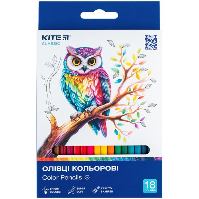 Карандаши цветные Kite Classic 12 кольорів (K-051)