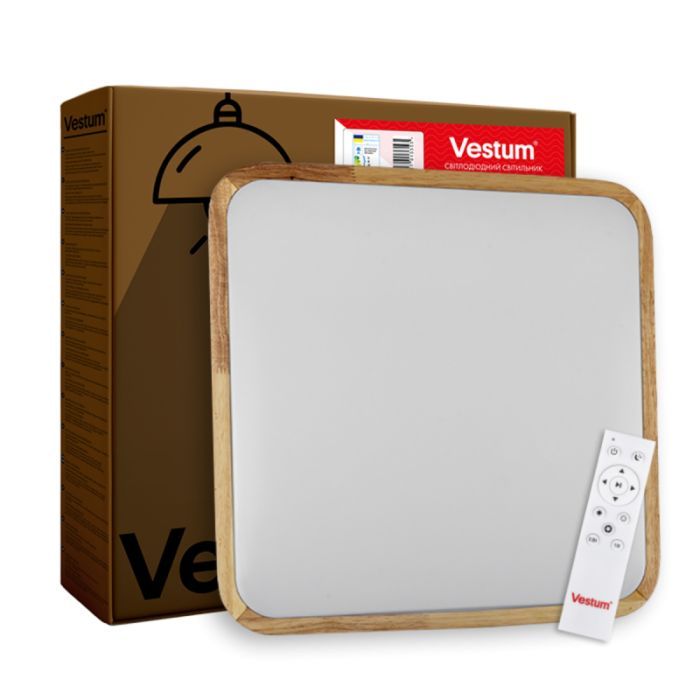 Светильник Vestum GLOW матовий 60W 391*391*65мм 3000К-6500К з ДК акація (VS-91050)
