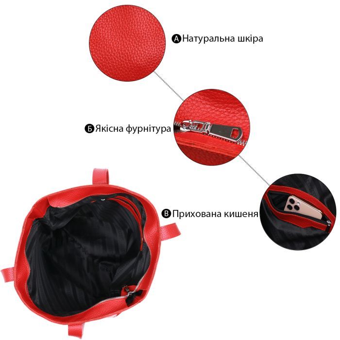 Сумка Shvigel Кожаная Красная (16355) изображение 5