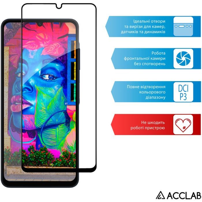 Стекло защитное ACCLAB Full Glue Samsung A06 Black (1283126598814) изображение 5