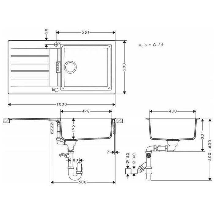Мойка кухонная Hansgrohe S520-F480 + зміш. Focus M41 (43358800) изображение 9