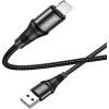 Дата кабель USB 2.0 AM to Lightning 1.0m 2.4A nylon X50 black HOCO (6931474734198) изображение 3