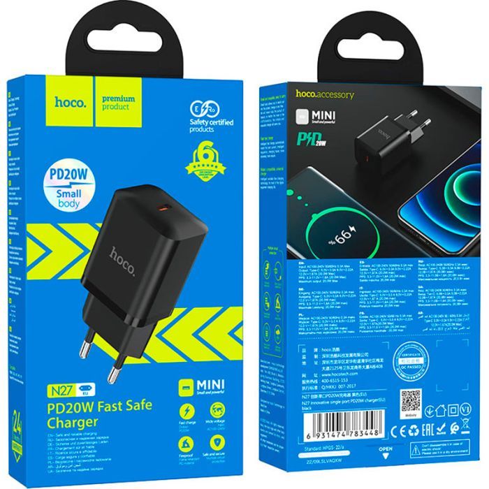 Зарядное устройство HOCO N27 Innovative USB-C PD20W White (6931474783455) изображение 5