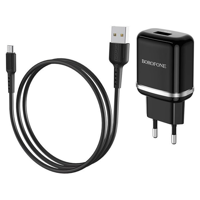 Зарядний пристрій BOROFONE BA36A High Speed USB QC3.0 + cable USB to Micro 5P 18W White (6931474715999)