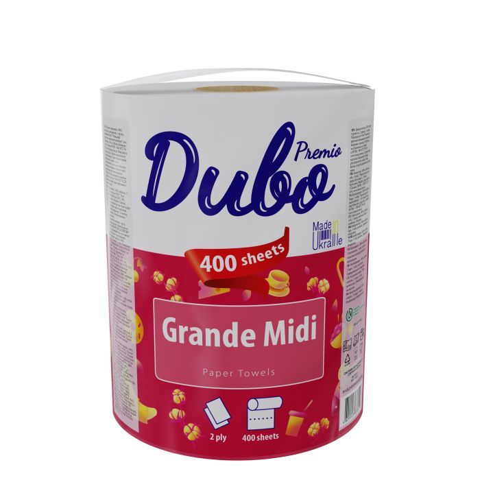 Бумажные полотенца Диво Premio Grande Midi 2 слоя 400 отрывов 1 рулон (4820003838518)