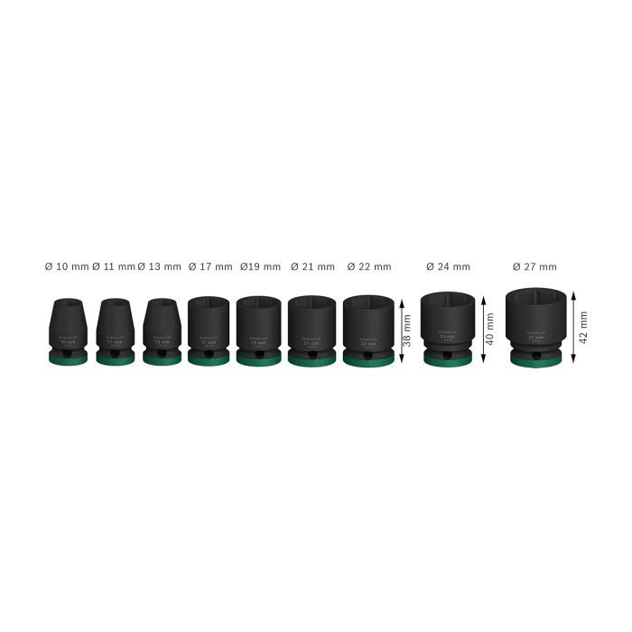 Набор головок Bosch Professional ударных торцевых Standart 9шт, 1/2" (2.608.003.038) изображение 3