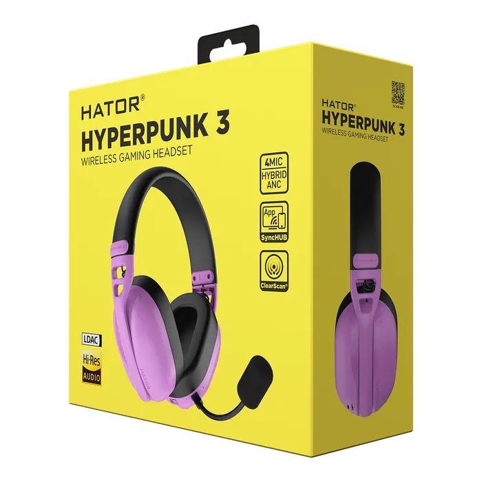 Навушники Hator Hyperpunk 3 Wireless Hi-Res SyncHUB connection Cyber Violet (ESH19) зображення 8