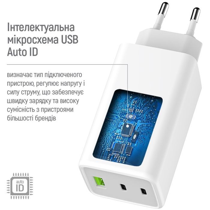 Зарядное устройство ColorWay C101B GaN Mini 100W PD PPS 2xUSB-C + USB-A white (CW-CHS061PD-WT) изображение 10