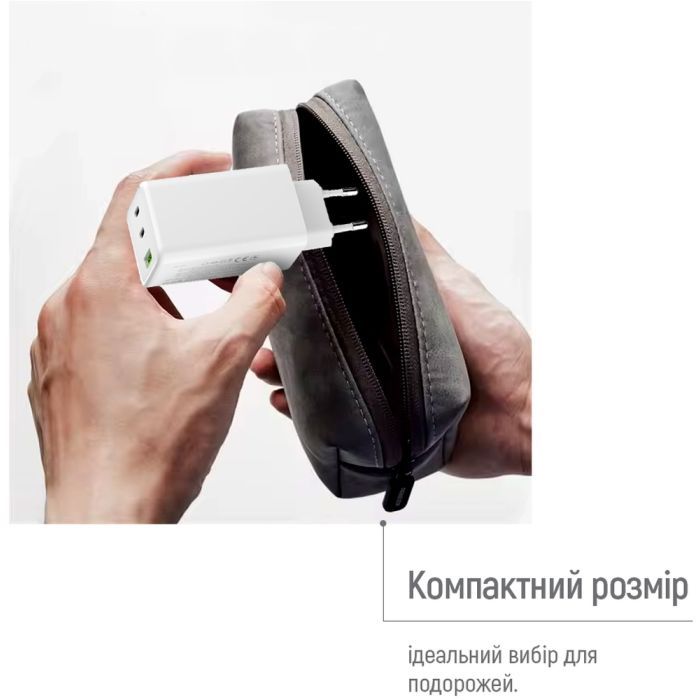 Зарядное устройство ColorWay C101B GaN Mini 100W PD PPS 2xUSB-C + USB-A white (CW-CHS061PD-WT) изображение 11