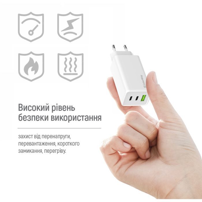 Зарядное устройство ColorWay C101B GaN Mini 100W PD PPS 2xUSB-C + USB-A white (CW-CHS061PD-WT) изображение 12