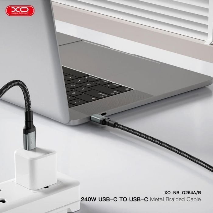 Дата кабель USB-C to USB-C 1.0m 240W black XO (NBQ264A_С_Black) зображення 4