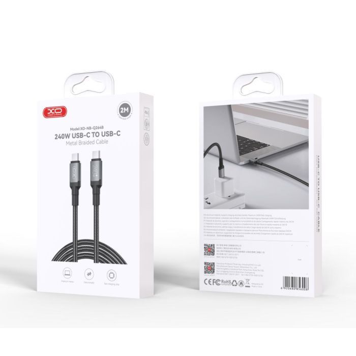 Дата кабель USB-C to USB-C 1.0m 240W black XO (NBQ264A_С_Black) зображення 8