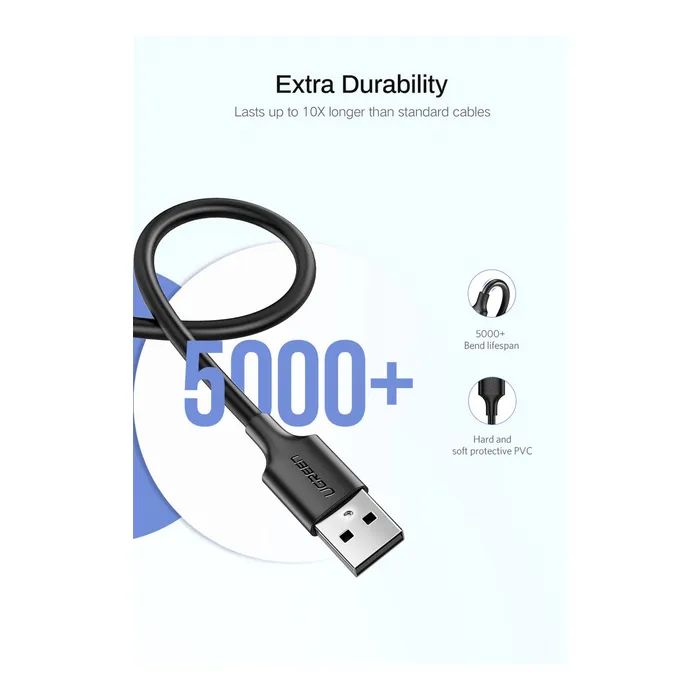 Дата кабель USB 2.0 AM to Micro 5P 0.25m 2A US289 black Ugreen (60134) изображение 6