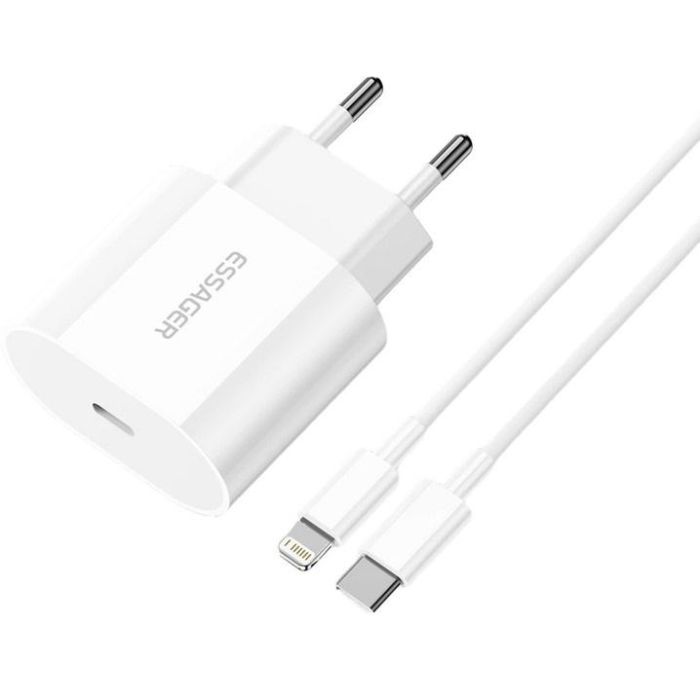 Зарядное устройство Essager USB-C PD20W + cable USB-C to Lightning white (EFJB02-XBL02-T)
