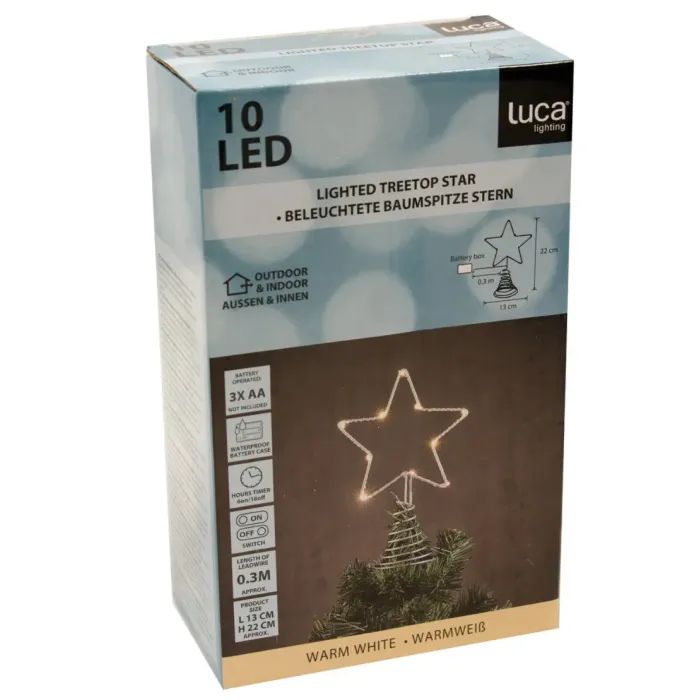 Верхівка на ялинку Luca Lighting Зірка 10 LED,13 см, теплий білий (8720362250487) зображення 2