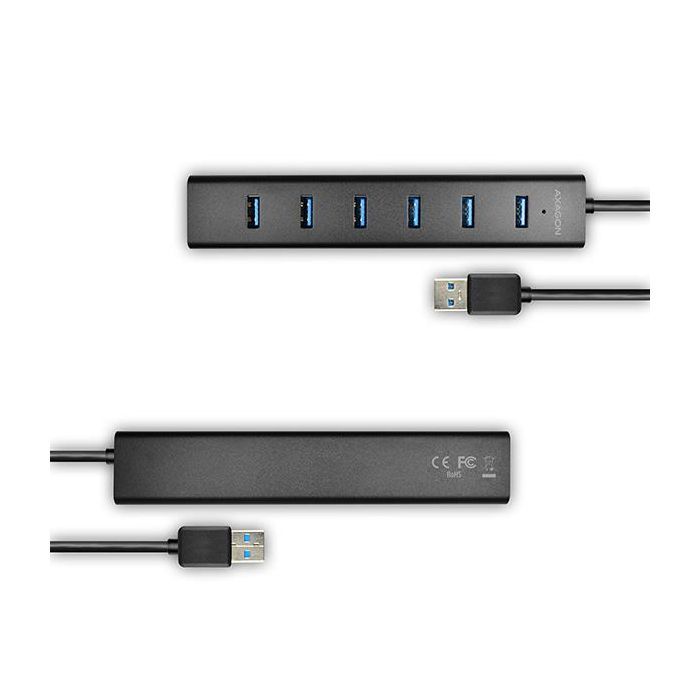 Концентратор AXAGON USB 3.1 to 7xUSB 3.0 + power adapter black (HUE-SA7BP) изображение 3
