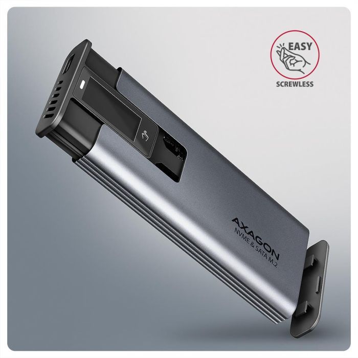 Кишеня зовнішня AXAGON USB-C 10Gbps metal box with info display for M.2 NVMe & SATA SSD (EEM2-SD2) зображення 4