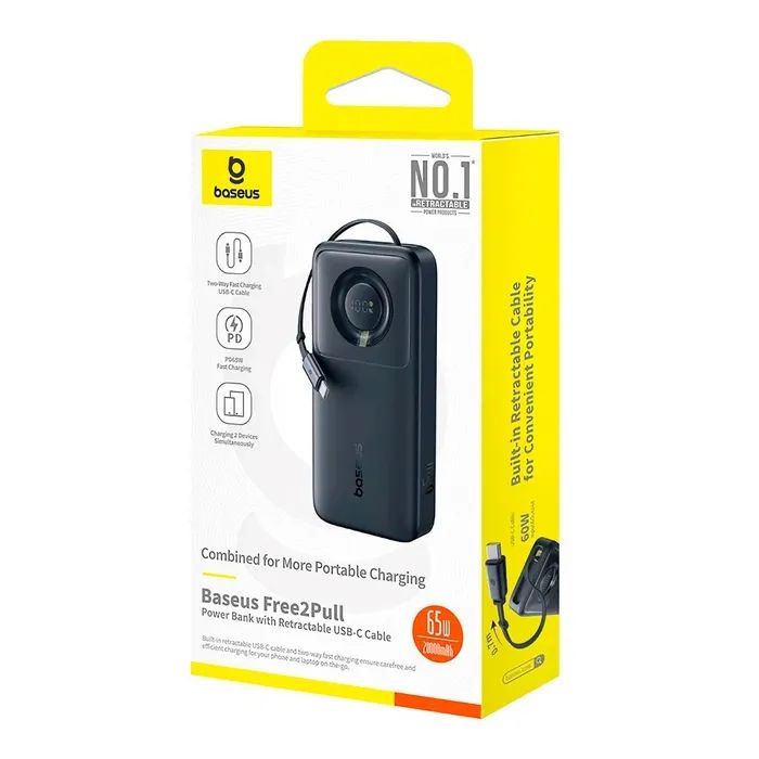 Батарея універсальна Baseus 20000mAh 65W PD, USB-C In/Out, built-in USB-C (P10073700123-00_GIFT) зображення 7