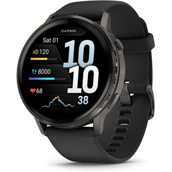 Смарт-часы Garmin Venu 4 (45mm), Black w/ Slate + Black, GPS смарт-годинник (010-03014-00)