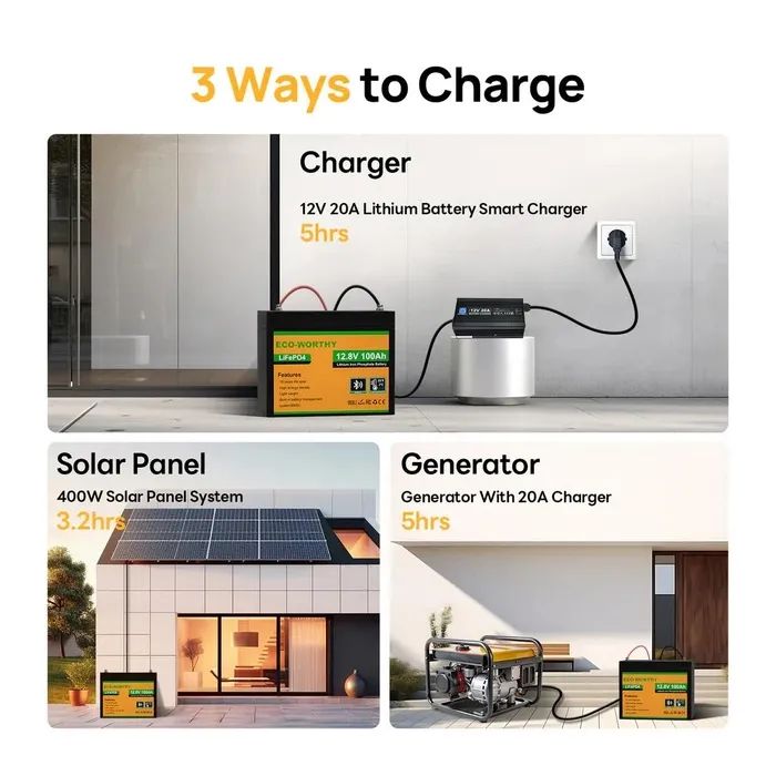 Батарея LiFePo4 Eco-Worthy 12.8V 100Ah LCD (Eco-Worthy-12100bt) зображення 3