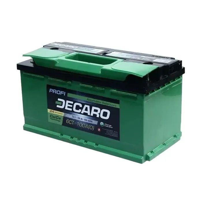 Аккумулятор автомобильный DECARO 100Ah-12v PROFI (353х175х190), R, EN850 (6СТ-100 АЗ (0) PRO)
