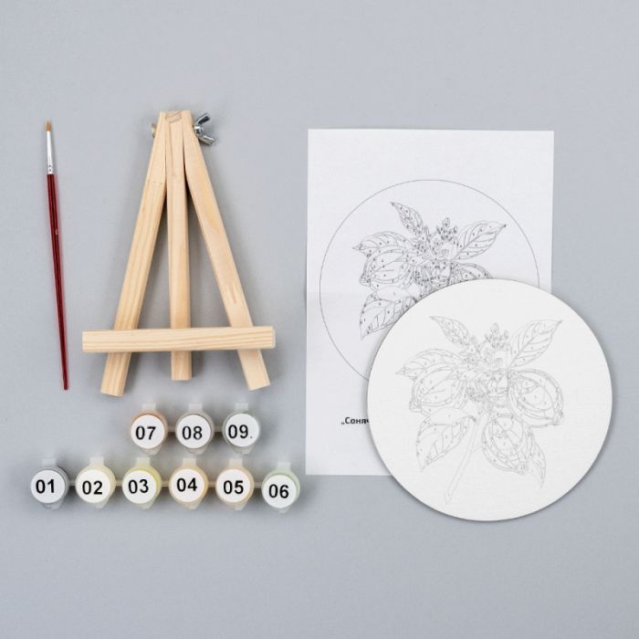 Картина по номерам Rosa Сонячні лимони", кругла, 15 см, з мольбертом (4823098548683) зображення 2