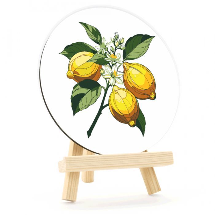 Картина по номерам Rosa Сонячні лимони", кругла, 15 см, з мольбертом (4823098548683) зображення 3