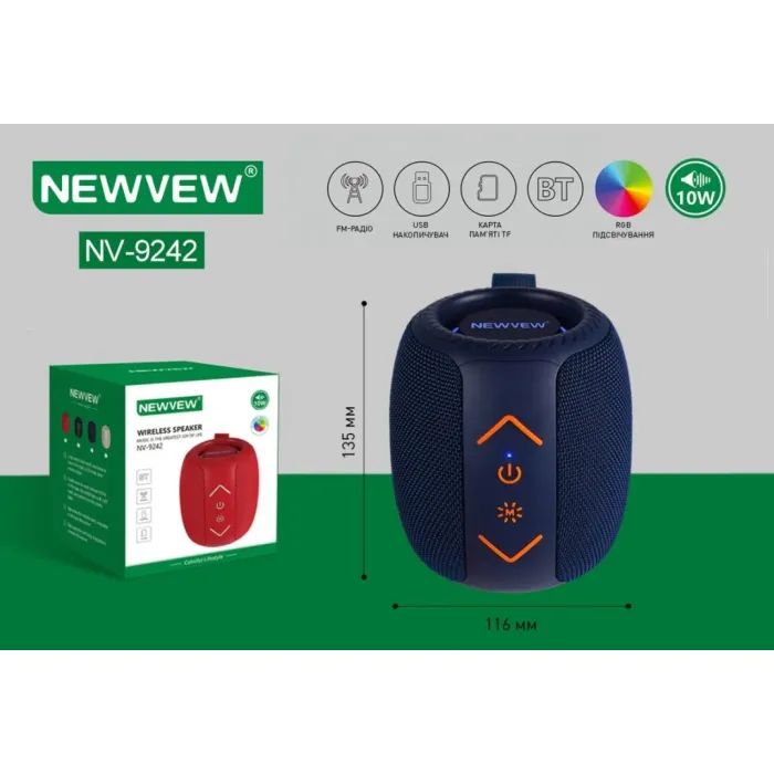 Акустическая система NEWVEW NV-9242 BT/USB/TF/FM/TWS Blue (NWVW-NV-9242-BL) изображение 4