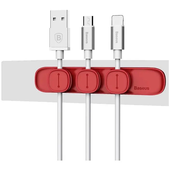 Держатель для кабеля Baseus Peas Cable Clip Red (ACWDJ-09) изображение 2