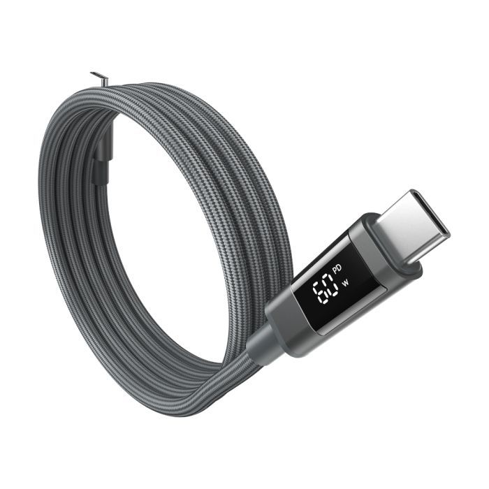Дата кабель USB-C to USB-C 1.2m PD60W magnetic digital display nylon gray Choetech (XCC-1067-GY) изображение 10