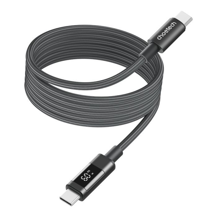 Дата кабель USB-C to USB-C 1.2m PD60W magnetic digital display nylon gray Choetech (XCC-1067-GY) изображение 9