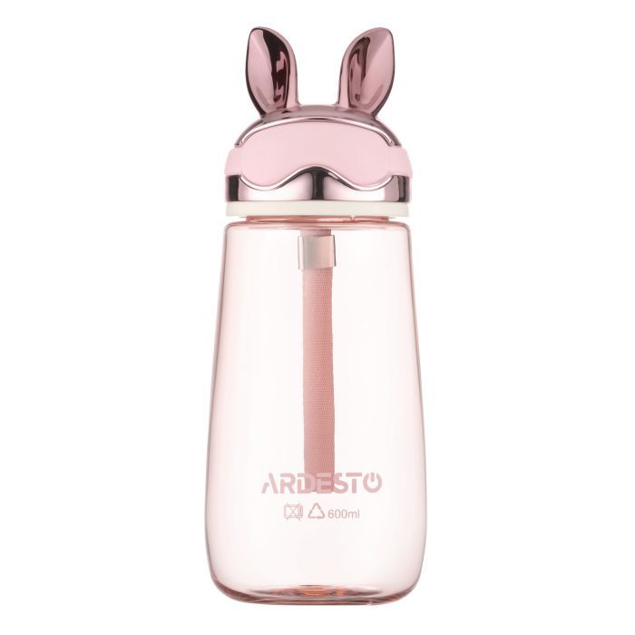 Пляшка для води Ardesto Bunny 600мл, пластик, рожевий (AR2260BP)