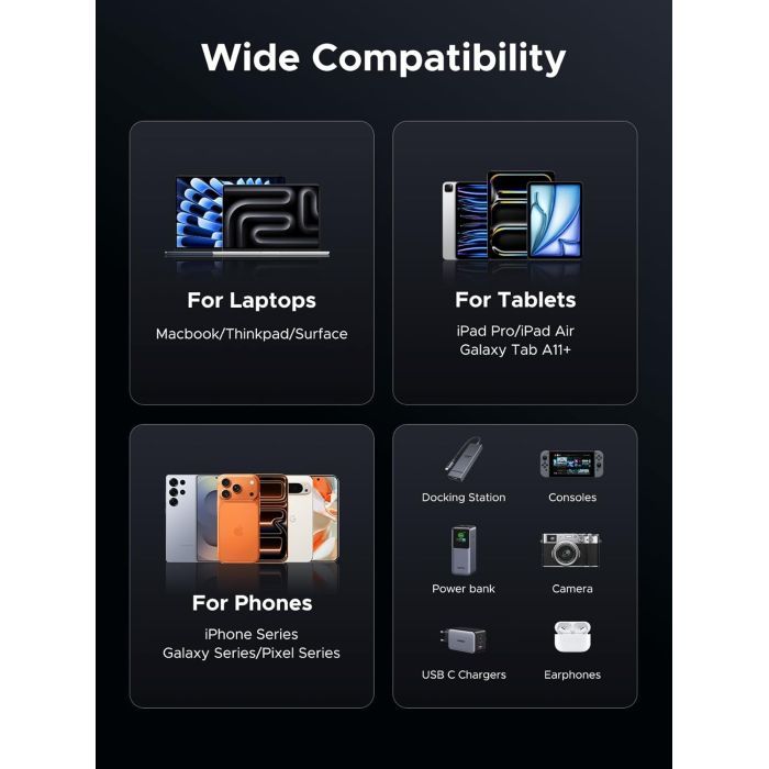 Дата кабель USB-C to USB-C 1.0m 240W 480Mbps braided black Ugreen (85973) изображение 7