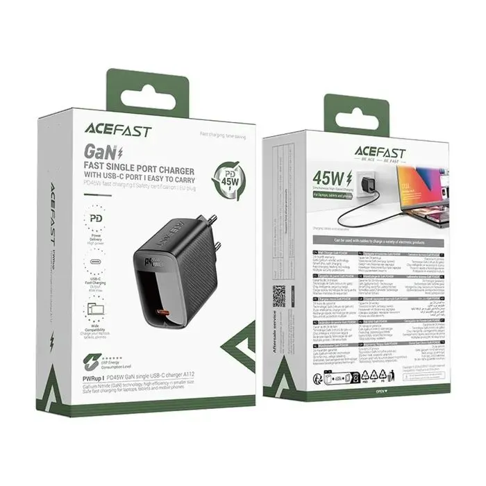 Зарядное устройство Acefast A112 USB-C PD45W GaN black (6974316284055) изображение 5