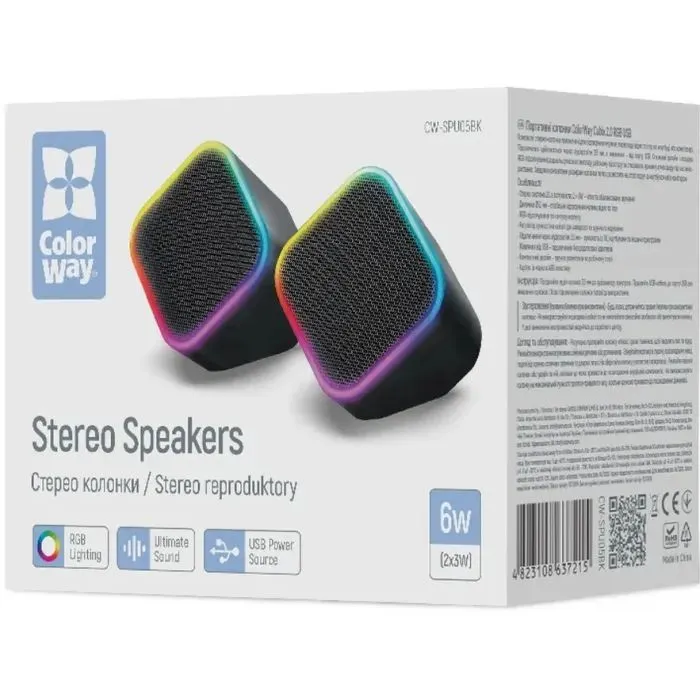 Акустическая система ColorWay Cubix 2.0 RGB USB Black (CW-SPU05BK) изображение 4