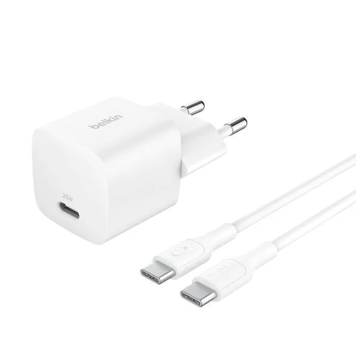 Зарядное устройство Belkin USB-C PD25W PD3.1 + cable USB-C to USB-C 1.0m white (WCA012KQ1MWH-B6)
