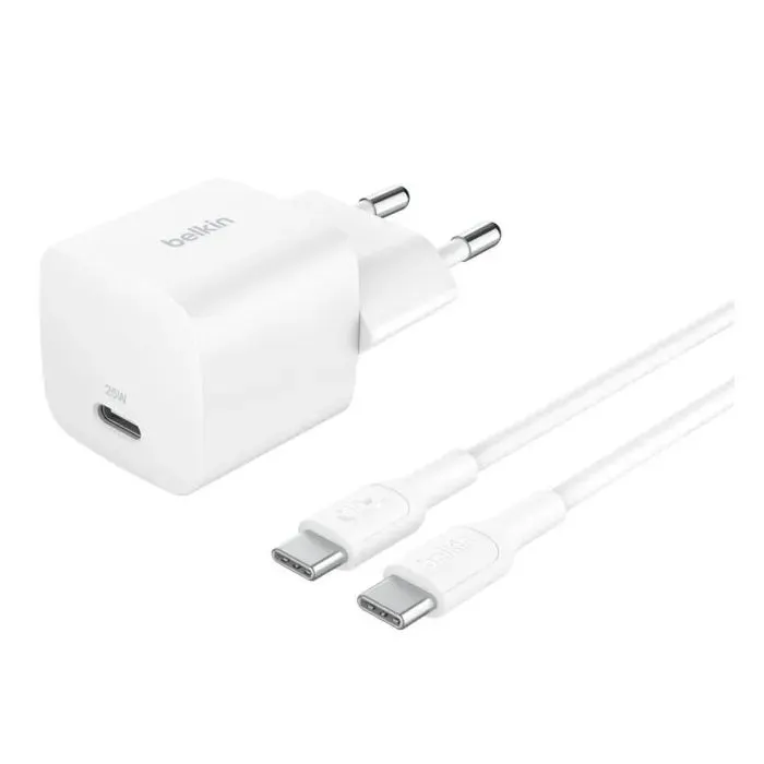 Зарядное устройство Belkin USB-C PD25W PD3.1 + cable USB-C to USB-C 1.0m white (WCA012KQ1MWH-B6)