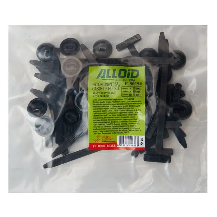 Стяжка Alloid 20х90мм, пластик, 25шт./уп., черный (PC-209025B) изображение 4