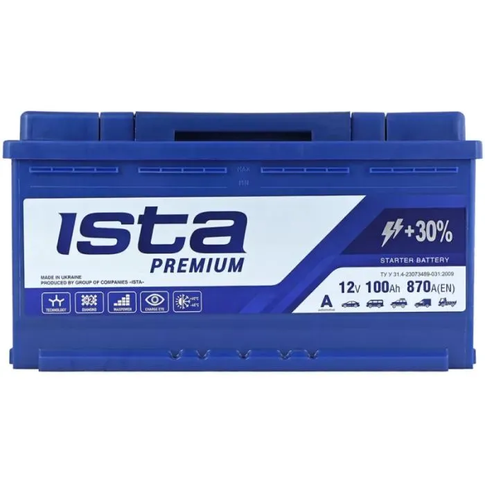 Акумулятор автомобільний ISTA Premium 100Ah 870A R+ (L5)