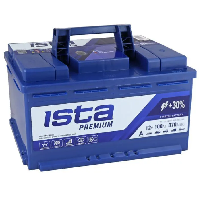 Акумулятор автомобільний ISTA Premium 100Ah 870A R+ (L5) зображення 3