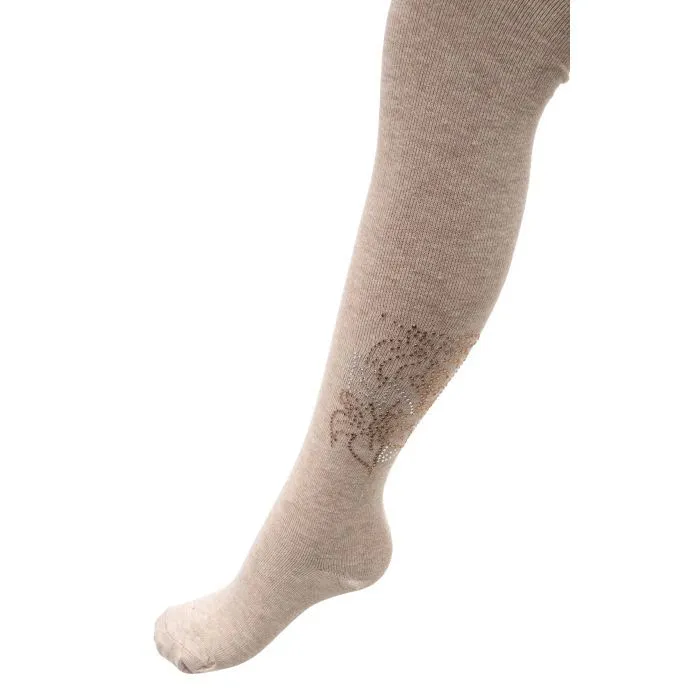 Колготки детские UCS Socks с цветами из страз (M0C0302-1041-11G-beige)