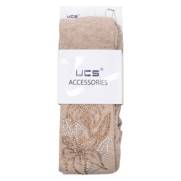 Колготки детские UCS Socks с цветами из страз (M0C0302-1041-11G-brown) изображение 2