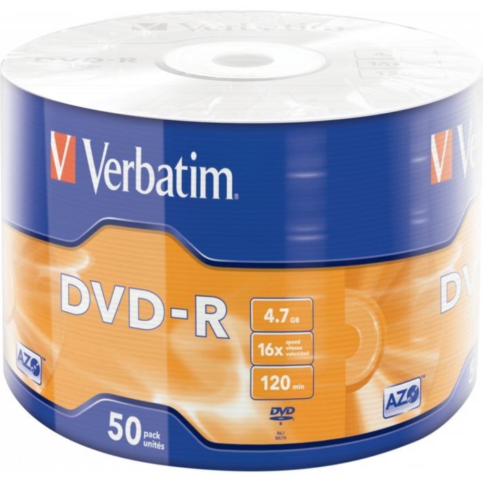 Диск DVD Verbatim 4.7Gb 16X Wrap-box 50шт MATT SILVER (43788)