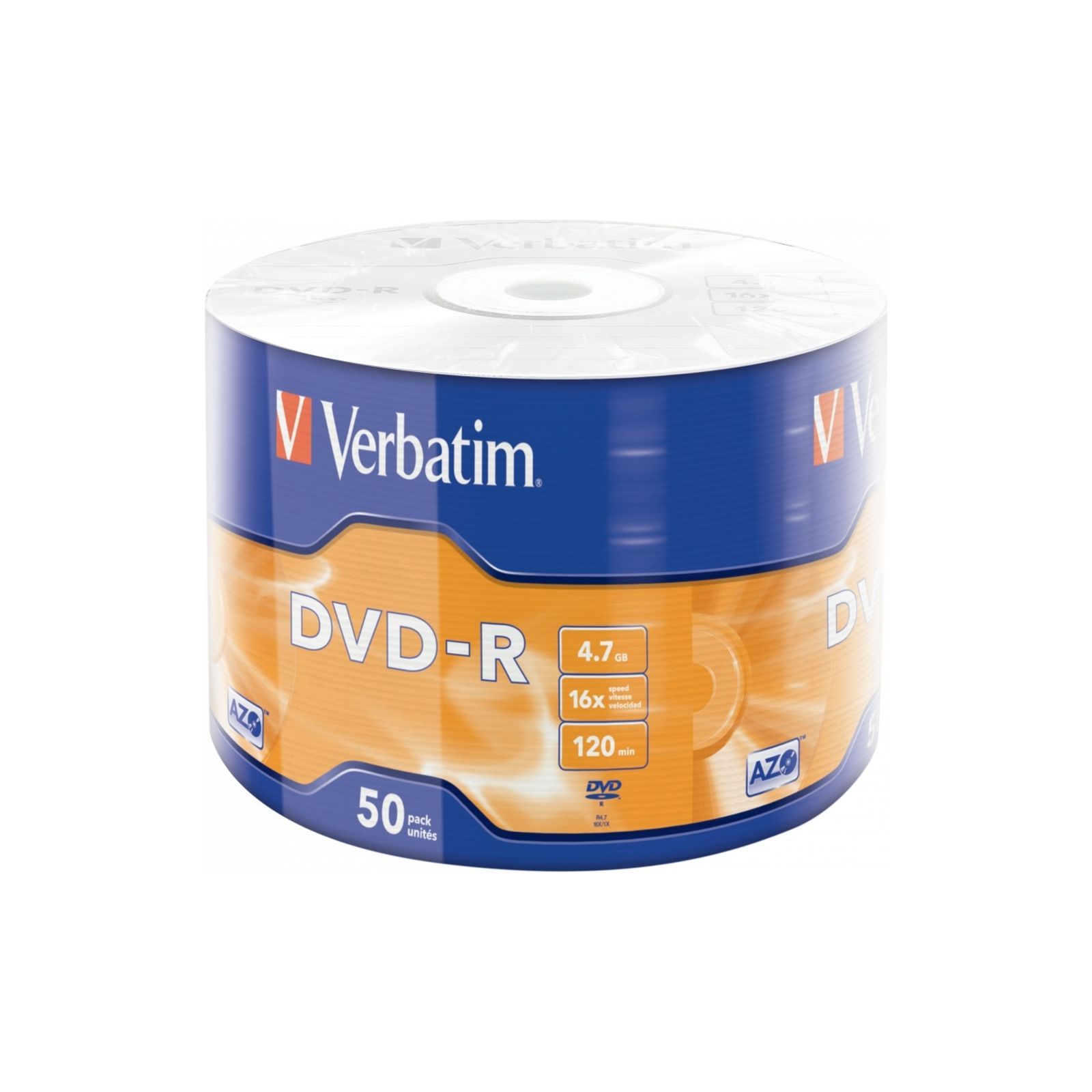 ᐈ Купить диск dvd Verbatim 4.7Gb 16X Wrap-box 50шт MATT SILVER