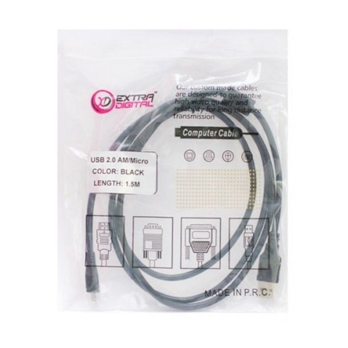 Дата кабель USB 2.0 AM to Micro 5P 1.5m Extradigital (KBU1630) изображение 2