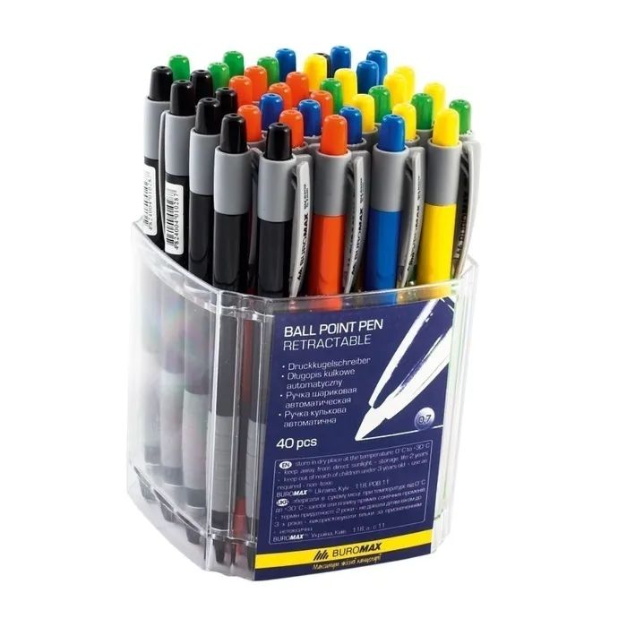 Ручка шариковая Buromax retractable JOBMAX, 0.7 мм (BM.8202) изображение 2