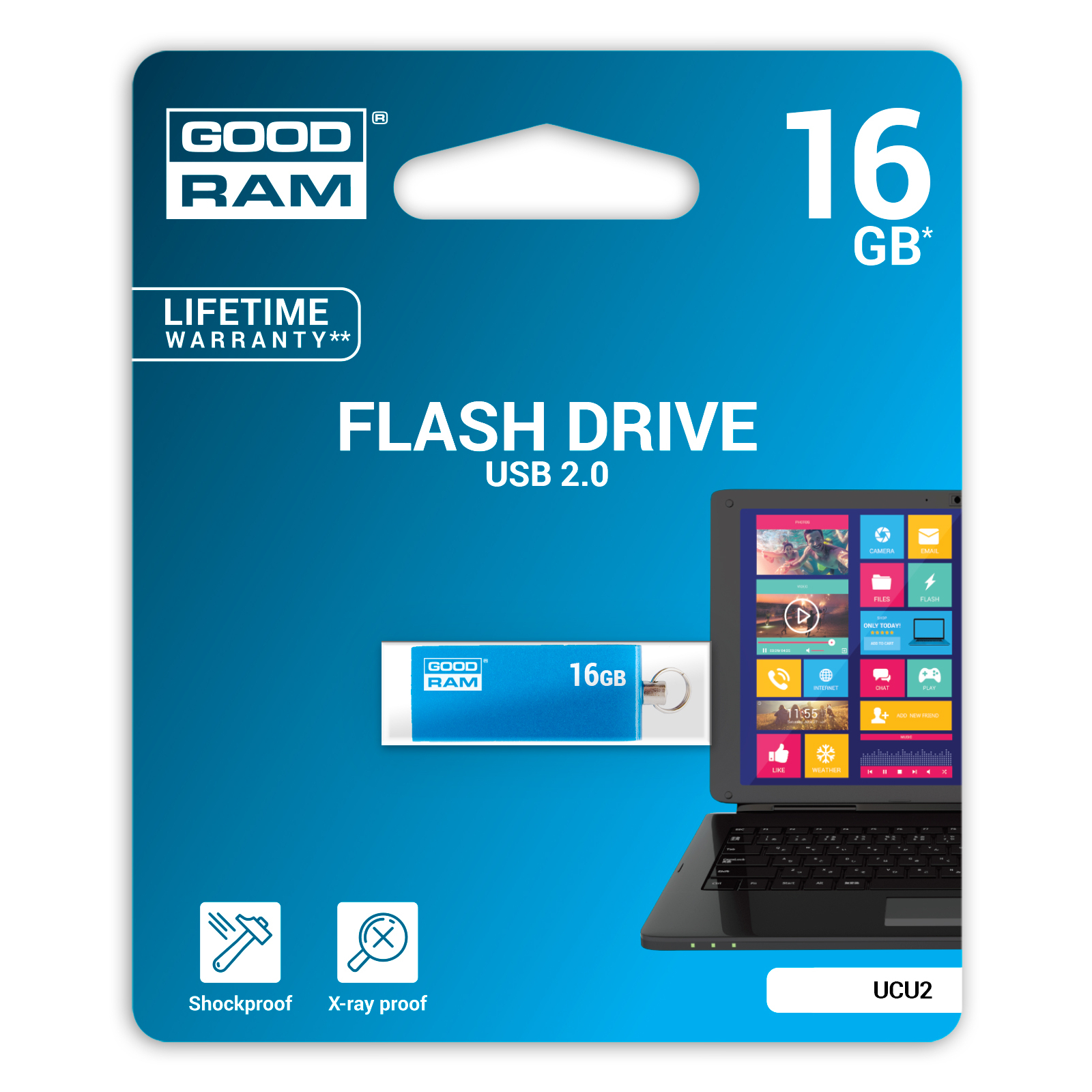 USB флеш накопитель Goodram 16GB UCU2 Cube Blue USB 2.0 (UCU2-0160B0R11) изображение 2