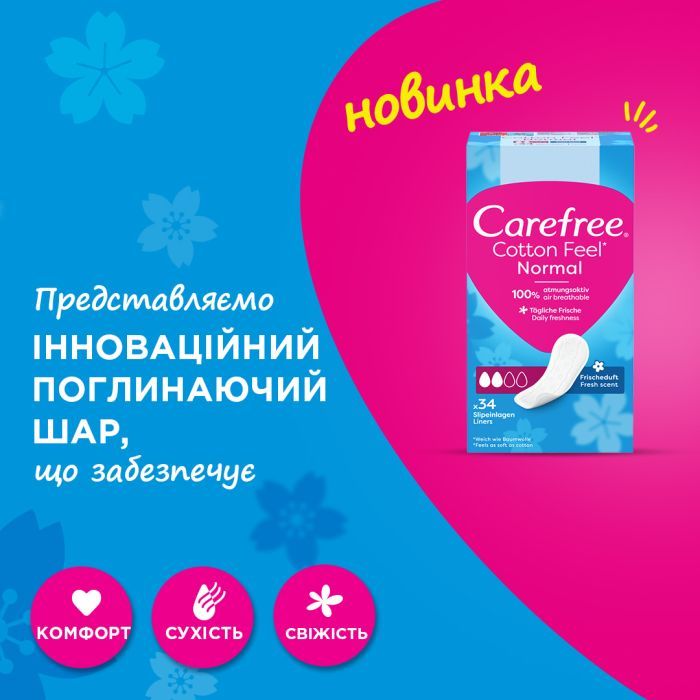 Ежедневные прокладки Carefree Cotton Fresh 34 шт. (3574661064307/3574661565071/8002110312365) изображение 7