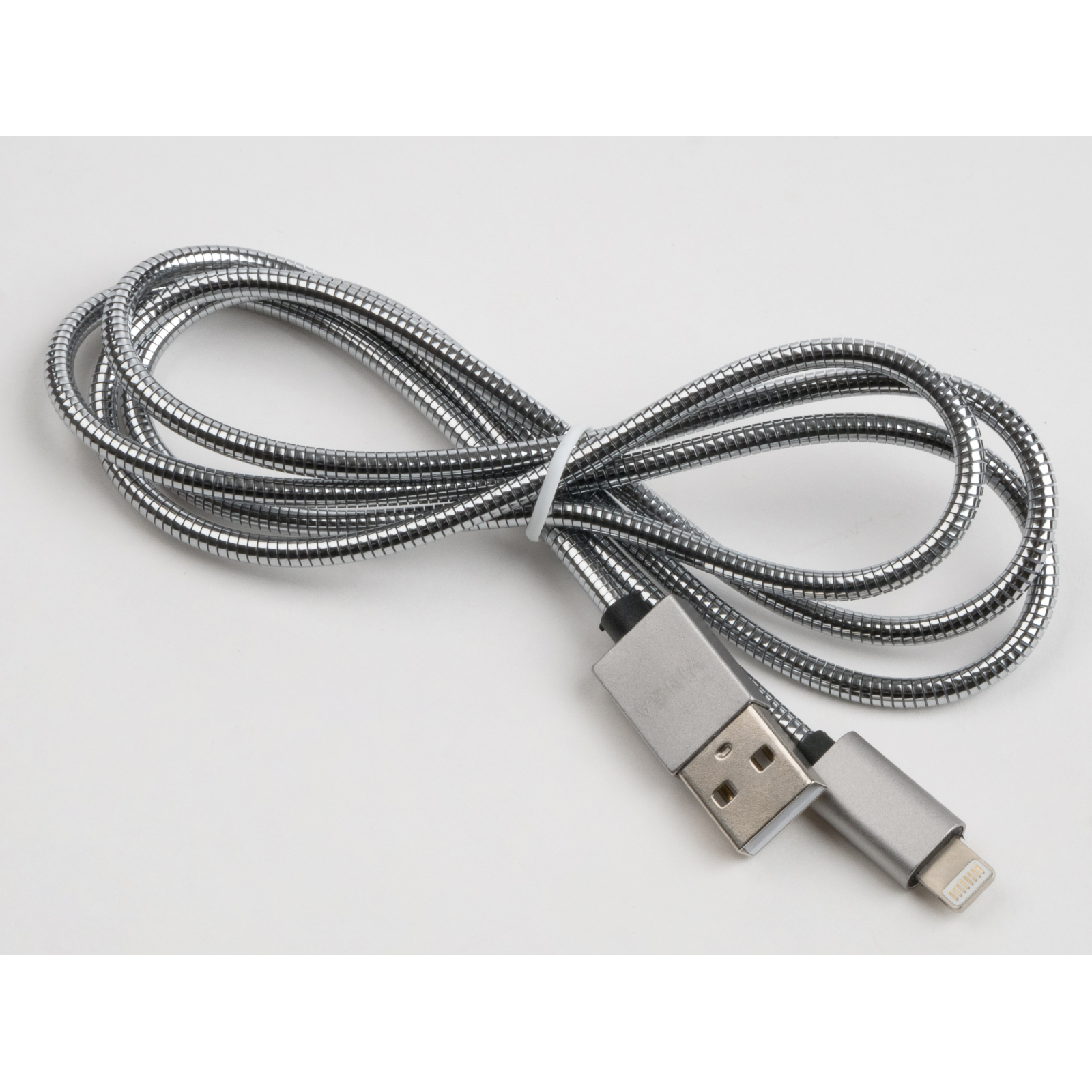 Дата кабель USB 2.0 AM to Lightning 1m stainless steel silver Vinga (VCPDCLSSJ1S) изображение 3